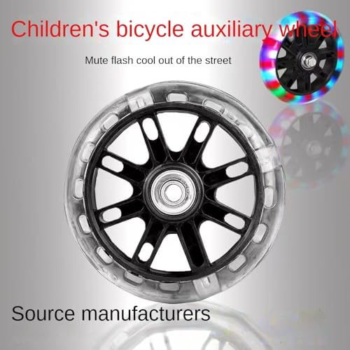 2 pcs Flash Led Bicycle Training Wheels para bicicletas infantiles y scooter, ruedas de 110mm, reemplazo universal para bicicletas de niños de 12 a 20 pulgadas (Azul) miniatura 3