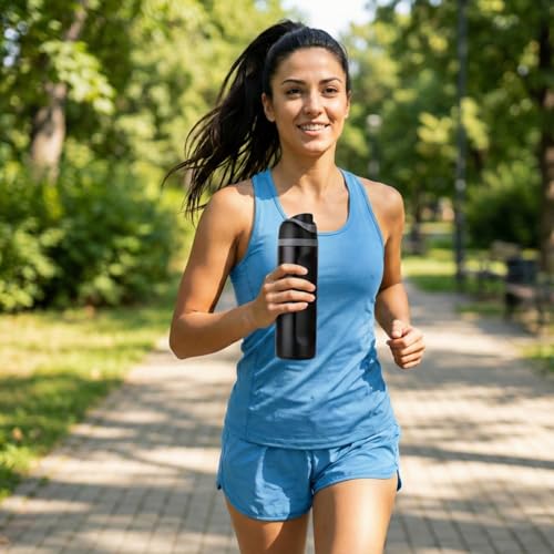 Image of KELVEE FreeSip Water Tumbler with Leak Proof Lid & Straw Insulated Stainless Steel 800ml, Reusable BPA-Free Leak-Proof Sipper for Sports, Office, School, Travel (Ebony)