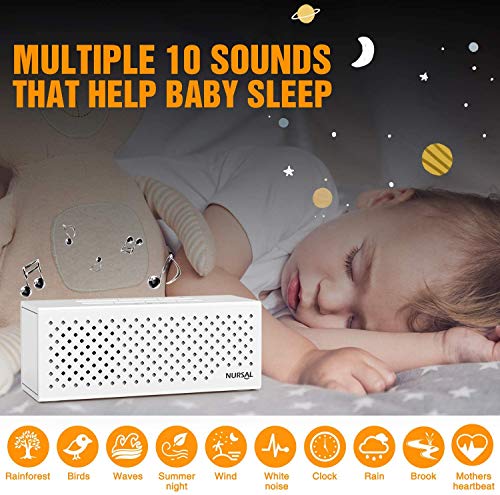 NURSAL White Noise Machine Sound Machine for Sleeping & Relaxation, 10 Natural Sounds, Portable Sleep Therapy for Baby, Home, Office or Travel