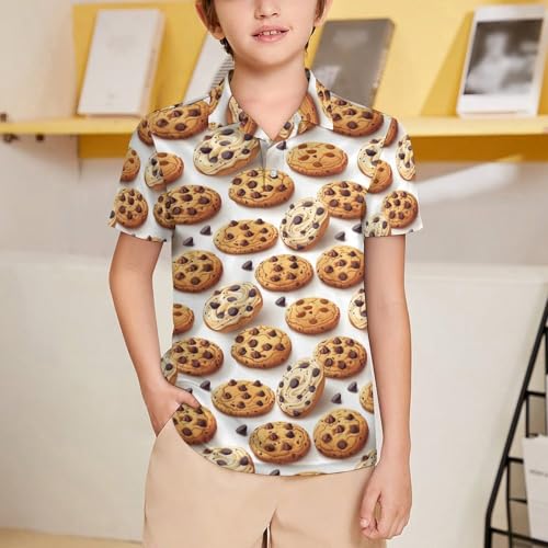 Boys' Classic Polo Shirts Short Sleeve Moisture-Wicking Golf & Tennis Shirts for Youth Teens Chocolate Cookies2
