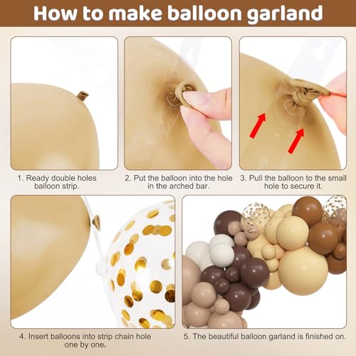 Image of Amandir 153pcs Dark Light Brown Balloon Garland Arch Kit Different Sizes