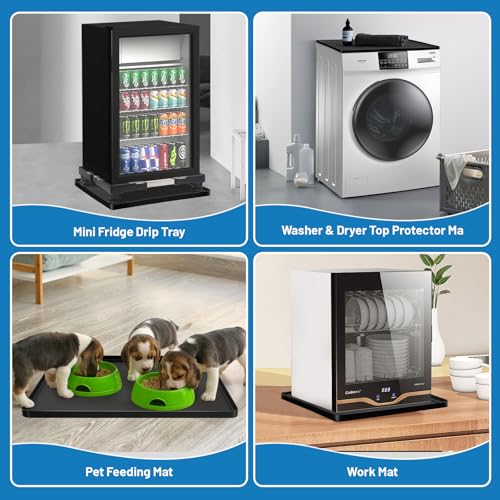 Image of Nefish Mini Fridge Stand with 23.6 inch x 23.6 inch x 0.8 inch Silicone Drip Tray with Raised Edge Mini Refrigerator Stand with Mat Portable Washer and Dryer Pedestal