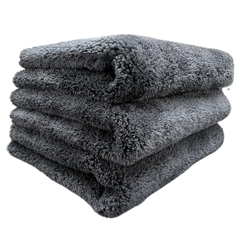THE HOUSE OF RAGS Freebird 600 Edgeless Microfiber Towels, for Quick Detailers, Waterless Wash, Spray Waxes for Touch Ups, 70/30 Premium Korean Microfiber,16x16 inches, 600 GSM, Gray, (3 Pack)