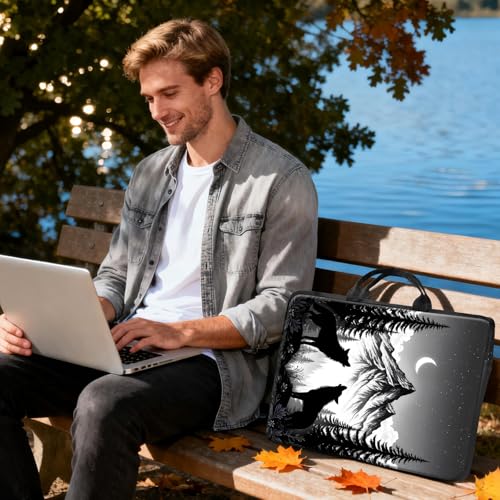 Bolso para laptop de 10 pulgadas con diseño Wolf Mountains miniatura 7
