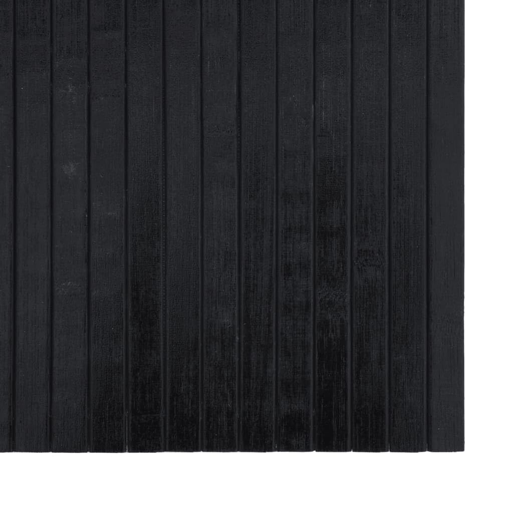 Alfombra rectangular negra 100 x 400 cm de bambú - Alfombra de bambú antideslizante - Alfombra de bambú para cocina y baño