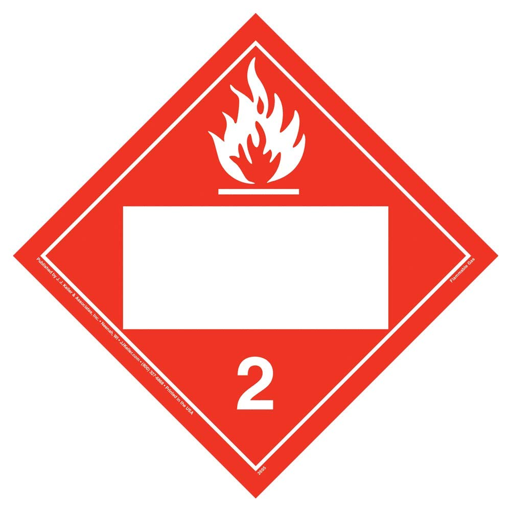 Division 2.1 Flammable Gas Placard, Blank 25-pk. - 10.75" x 10.75" Removable Self Adhesive Vinyl for Temporary Applications, DOT Hazmat Compliant, J. J. Keller & Associates, Inc.
