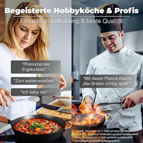 TECOR Gusseisenpfanne Induktion 28 cm geschliffen, universell, natürlich – Ansicht 5
