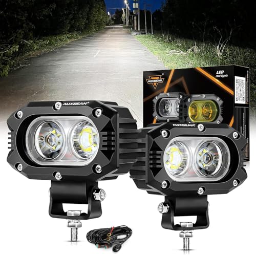 Image of Auxbeam 4In LED Offroad Light for Truck, 60W LED Driving Pod Lights Super Flood Beam 2Pcs Led Pods A-Pillars Bumper Offroad Lights Automotive Light Bar IP68 Waterproof for Jeep Motorcycle SUV Trucks