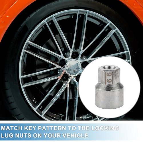 Image of Vehicle Wheel Lock Lugnut #66 9 /10 inch Diameter 20 Pointed Notches Anti-Theft Screw Nut Removal Key Socket for Porsche Boxster 911 Cayenne Macan