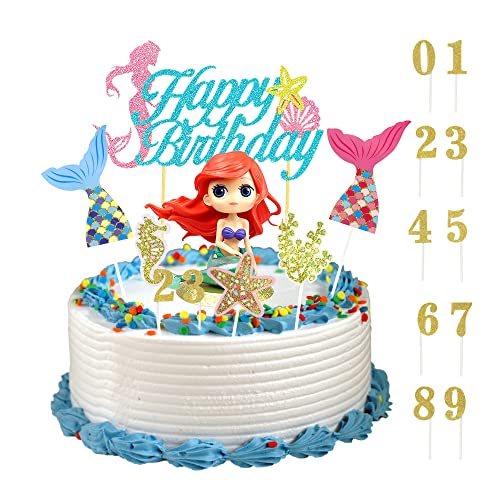 🍰Occasioni: La scintillante decorazione della torta della sirena è perfetta come decorazione della torta per una festa della sirena, decorazione della torta per la festa di compleanno dei bambini, decorazione per la festa della ragazza.