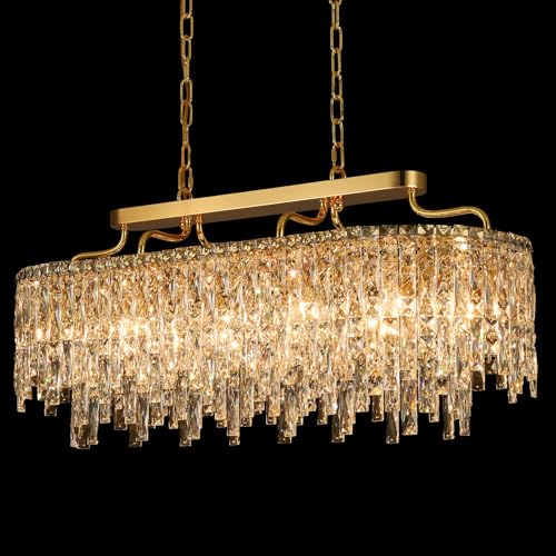 Image of 12-Light Gold Crystal Chandeliers for Dining Room Light Fixture 36 inch