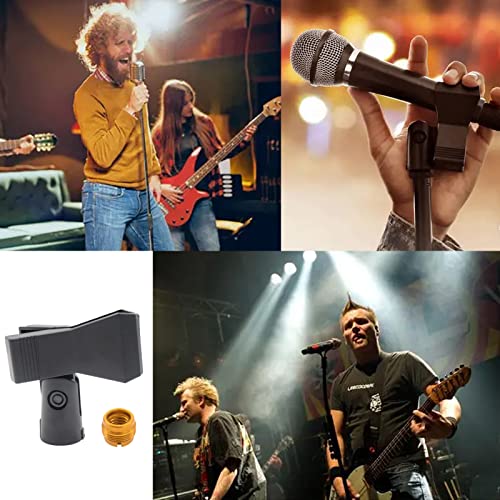 Cheerock 4Pcs Microphone Clips With 5/8 Inch Male To 3/8 Inch Mic Clip Adapter, Universal Mic Clip For Microphone Mount, 180° Front-To-Back Rotation Mic Holder Clamp For Mic Stand #TOP5