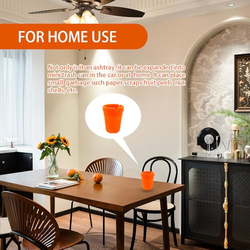 Image of Smokeless Ashtray, Portable Car Ashtrays for Cup Holder, Multifunctional Ashtray with Lid Smell Proof for Car Truck SUV to Keep Car Interior Accessories Tidy (Orange)