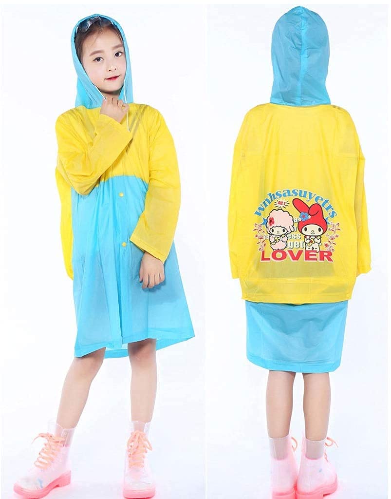 GerRit Chubasquero para niños Poncho de lluvia, impermeable con capucha para niños y niñas, adecuado para viajes, camping, deportes al aire libre 7,28 (color: azul, tamaño: extragrande)