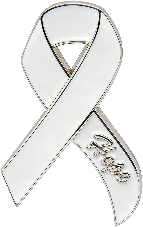Lung Cancer Pin, White Ribbon Pin