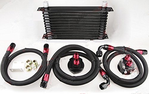 Refroidisseur d'huile universel en aluminium kit 12 rangées noir pour radiateur Turbo NA