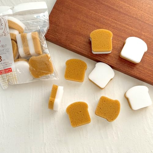 Image of 8 Pcs Cute Scrub Sponges, Small Toast Shaped Cleaning Scrub Sponge, Fun Toast Dish Washing Sponges for Kitchen Cleaning Supplies