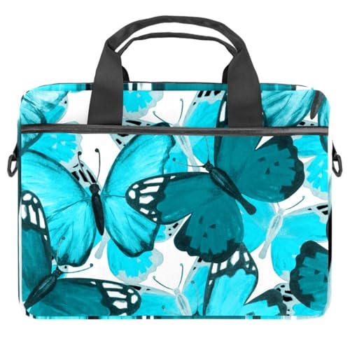 Sacoche ordinateur 13 à 14.5 pouces bleu motif papillon pour transporter votre PC