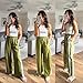 MINSURE Women Baggy Track Pants Lace Side Stripe Drawstring Elastic Waist Wide Leg Parachute Pants with Pockets(Green-S)