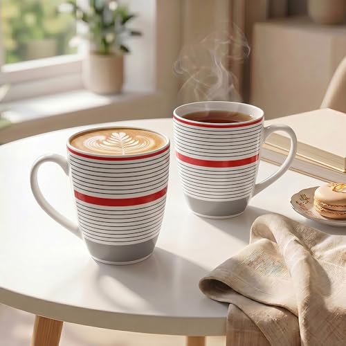 Image of U.P.C. U.P.C.Milk Mug Set of 2 | Ceramic & Bone China Coffee Milk Cups | Designer Printed Tea Coffee Mug Set | Large Capacity Milk Mugs | Microwave Safe Cup Set | Kitchen Drinkware Gift Set