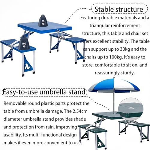 Table de camping pliable avec chaises ensemble portable à haute capacité de charge - 5