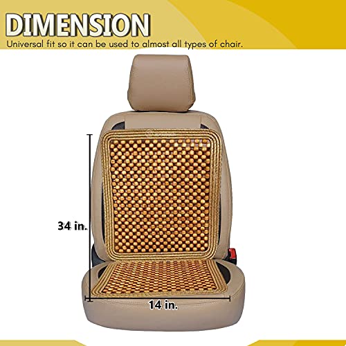 Zone Tech Wooden Beaded Car Driver Seat Cushion - Natural Double Strung Massaging Universal Comfortable Car Seat Cover Cushion With High Ventilation #TOP1