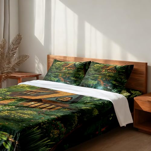 Shrahala Peaceful Retreat Serene Environment Full 4 Piece Sheets Set,