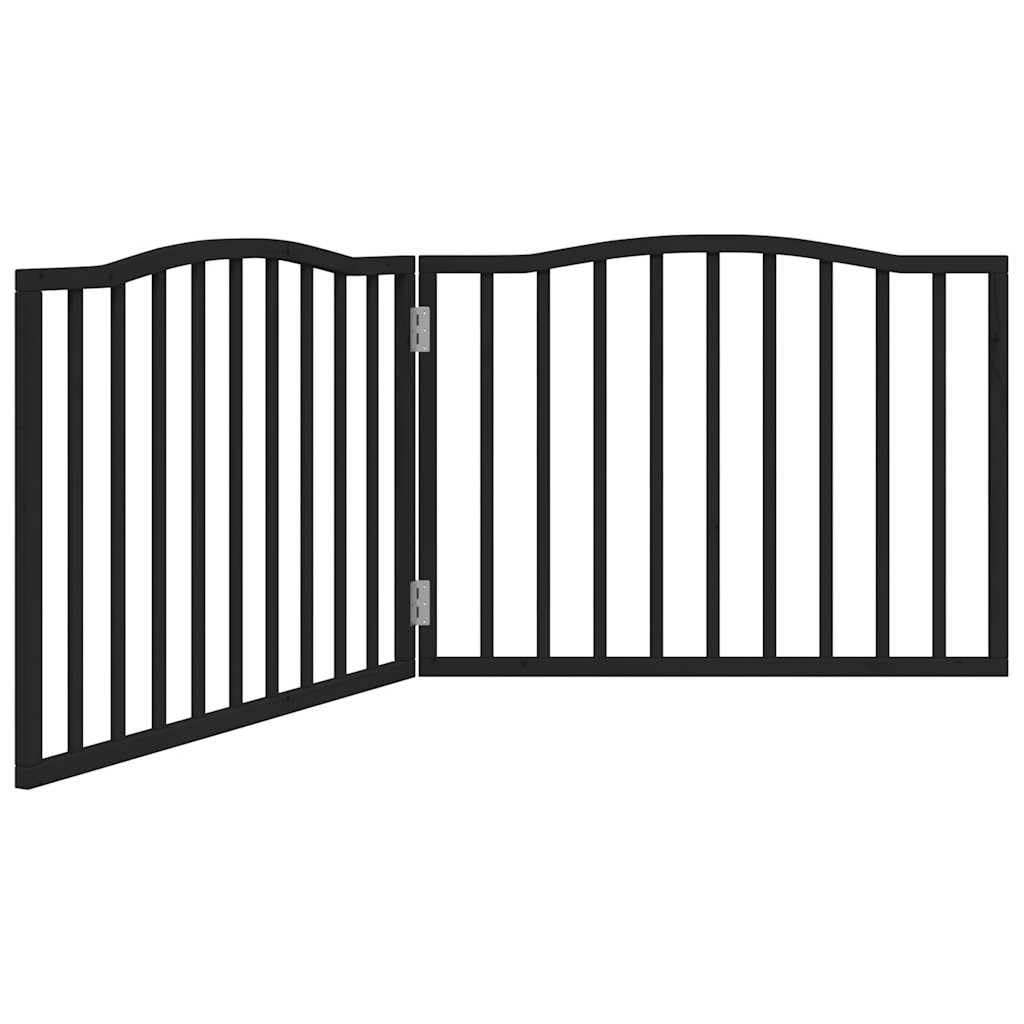 Brokky Cancello per Cani Pieghevole 2 Pannelli Nero 160cm Legno Pioppo-Cancelletto per Bambini, Barriera per Cani e Neonati, Recinzione Scale, Cancellino