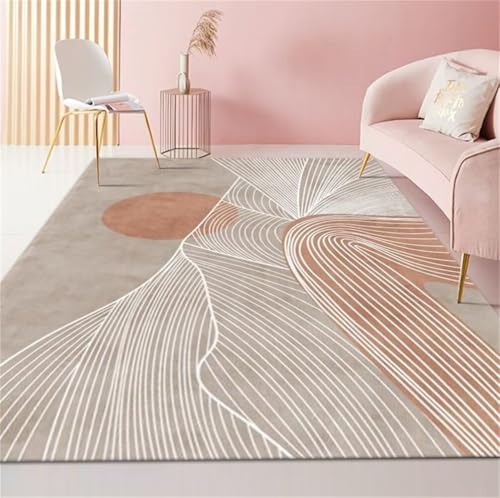 Tapis de salon moderne gris 200x250cm lavable à rayures - 2