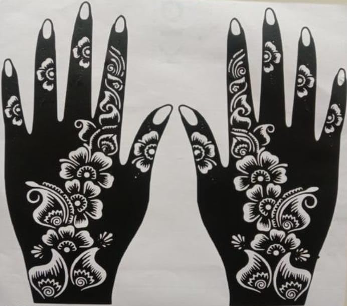 Heena Mehndi Sticker for Hands and Feet - Henna Design Stickers for Women, Girls, Temporary Tattoo Mehendi Stencils for Festivals, Weddings, Parties - DIY Reusable Mehndi Art Design_10-picture-50