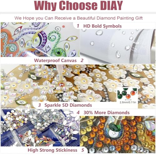 Image of Flavizo Diamond Painting Kit for Adults, DIY Craft with Drill Rhinestones Canvas, Creative Diamonds Artwork, Handmade Decoration Sparkling Home Wall Display (Pink Elephant)