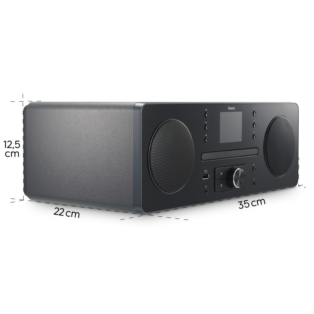 Hama radio cyfrowe DAB+ FM (odtwarzacz, Bluetooth, dysk CD, gniazdo USB A, jack 3,5mm, 10W, stereo, kabel 146 cm) czarny