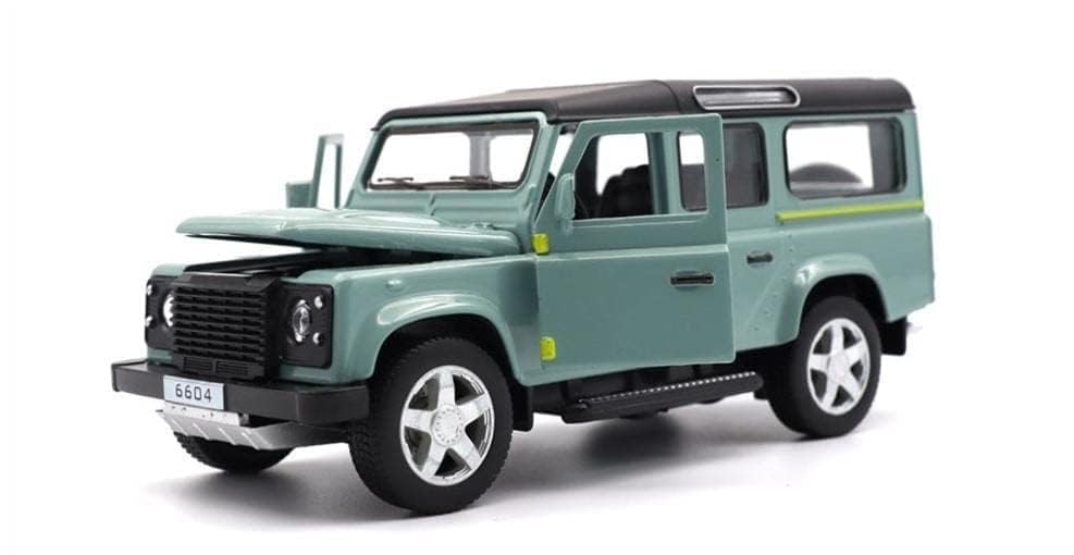Image of Kids Model 1:32 Defender Die Cast Metal Car Pull Back Action Opening Doors with Realistic Engine Sound Lights Toy Car Gift for Boys - Green