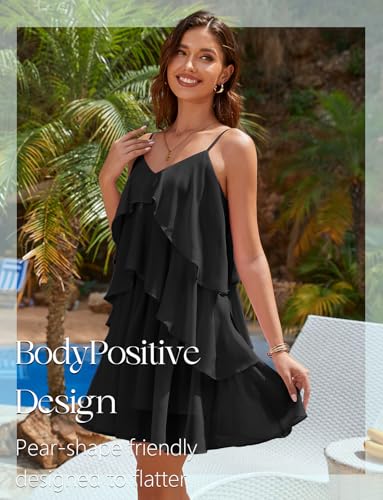 Image of DRESSTELLS Women's Cocktail Ruffle Tiered Dresses, Formal Wedding Guest Graduation Party Mini Dress