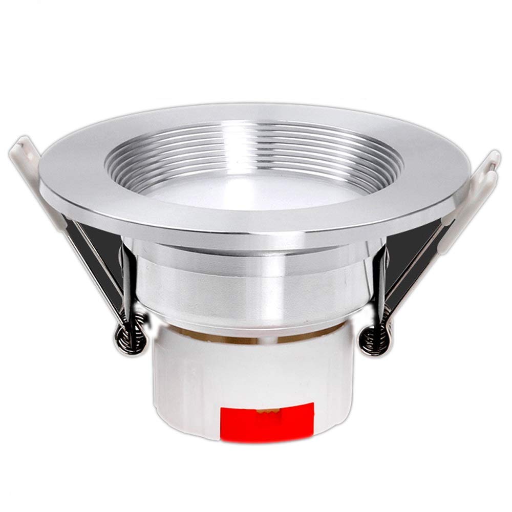 Downlight intégré LED encastré aluminium poli 12w spot plafond salon argent