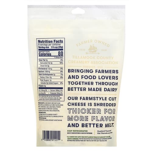 Tillamook Farmstyle Thick Cut Mozzarella Shredded Cheese, 8Oz #TOP2