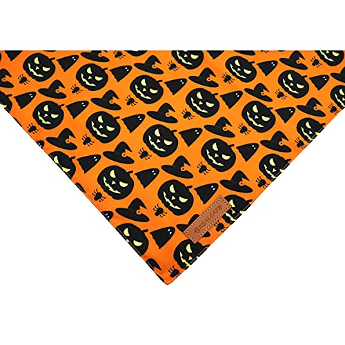 Realeaf Halloween Dog Bandanas 2 Pack, Pumpkin and Spider Web Bibs, Triangle Reversible Fall Pet Scarf, Premium Durable Fabric, Adjustable Fit (X-Large) - Image 4