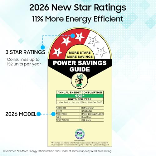 Image of Samsung 223 L, 3 Star, Digital Inverter, Direct-Cool Single Door Refrigerator (RR24H2823UZ /NL, Midnight Blossom Blue, Base Stand Drawer, Single Touch Defrost, 2026 Model)