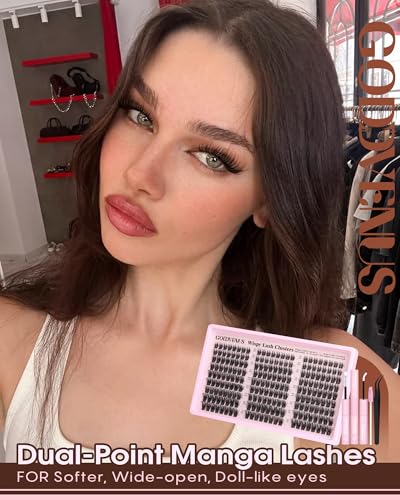 Image of Wispy Manga Lash Clusters Kit Natural Eyelash Clusters Kit Fairy Cluster Eyelash Extensions Anime Individual Lashes C Curl Lash Extension Kit Waterproof DIY Eye Lashes Cluster Glue