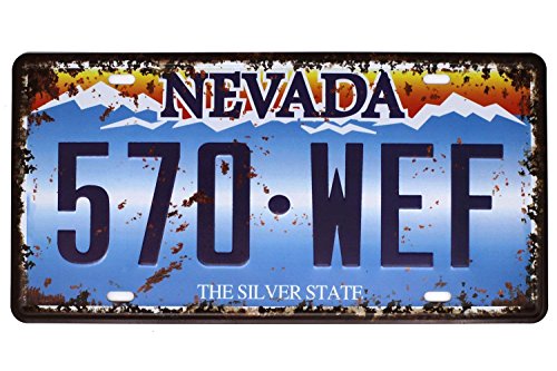 Shinewe Nevada 570 WEF Nummernschild, Vintage, Metallschild, Handwerk, Garage, Wandkunst, 15 x 30 cm