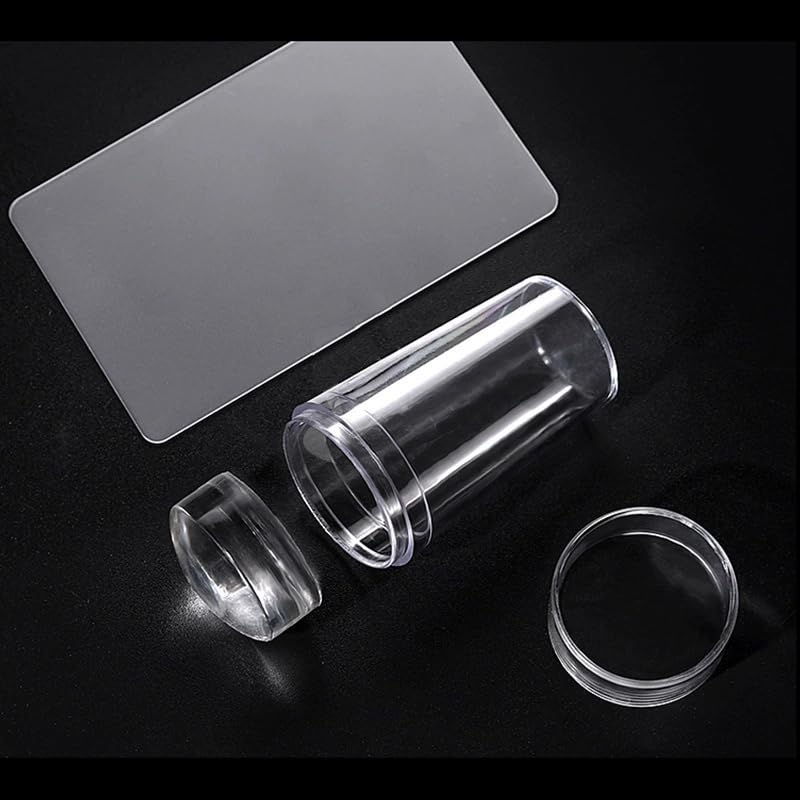 French Manicure Stamp Kit - Nail Art Stamping Tool with Transparent Head & Scraper, Reusable Templates for Salon-Perfect DIY Nails at Home