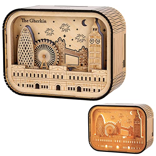 Souvenir de Londres 3D, artisanat en bois découpé au laser, cadeau souvenir de voyage The Gherkin Big Ben Tower Bridge London Eye Tower, ornements en bois...