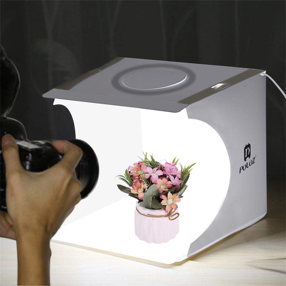 Mini Photo Studio Kit Portable Shooting Tent Small Foldable LED Light Box Soft Box with 6 Colours Backdrops Adjustable Brightness 3200-6500K for Jewellery, Accessories, Toys, Watches and Gadgets