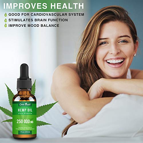 Organic Hemp Seed Oil Drops Extract 250000MG for Pain Relief Natural Hemp Seed Oil Rich in Omеga 3, 6, 9 Helps with Stress Relief Sleep, Skin Care& Hair Growth.Vegan Friendly - Image 7