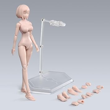 112 Scale Female Action Figure Body, 6 Inch Flexible Ball Joint Female Action Figure Girl Doll Model with Head Sculpting & Removable Hand and Leg Shapes & Holder Accessories Big Breasts