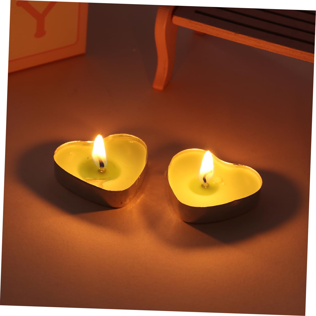 100 Pezzi Candele a Forma di Cuore Verdi senza Fumo senza Odore in Paraffina per Decorazione Romantica Matrimonio e Festa