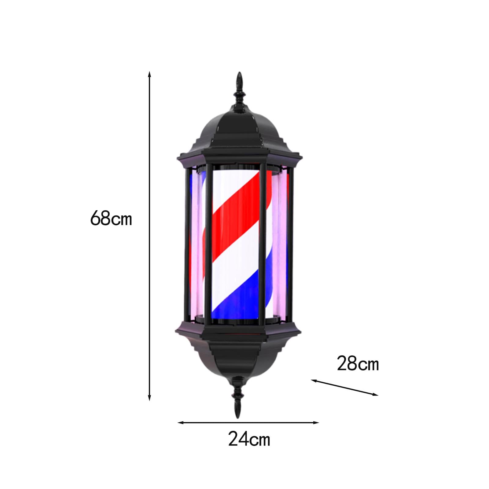 Oshhni Barber Pole Licht Barber Shop Pole LED Lampe Barbershop Rotierenden Licht für Outdoor, rot blau Streifen, 68PCA