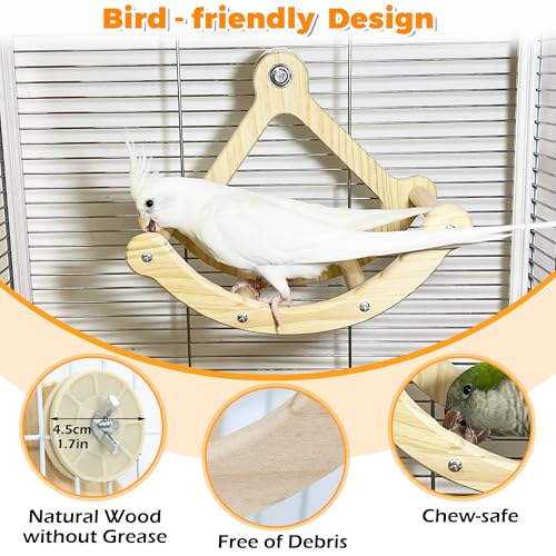 Image of Rocking Bird Toys Perch for Window and Cage, Wooden Bird Perch Puzzle