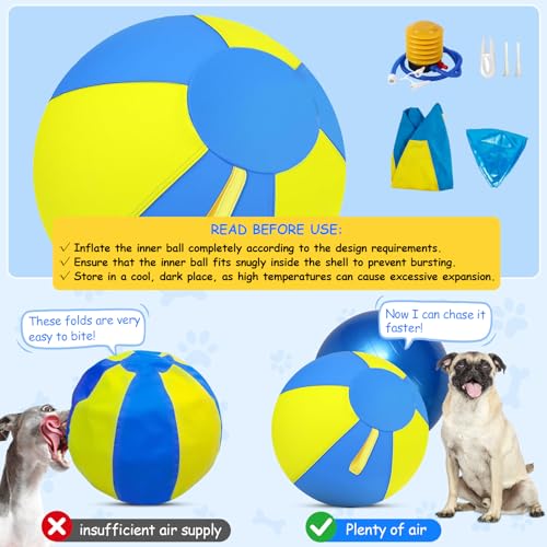 Image of 25 Inch Herding Ball for Dogs with Durable 1000D Oxford Cover - Heavy Duty Interactive Toy with Handles for Agility Training, Anti-Burst Ball for Australian Shepherds, Border Collies, Large Breeds