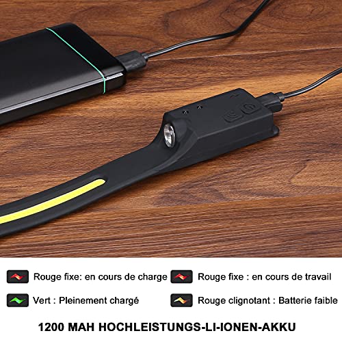 ACELIFE Stirnlampe wiederaufladbar, COB Bewegungssensor Stirnlampe Taschenlampe, IPX4 Wasserfeste LED Stirnlampe mit… – Bild 8